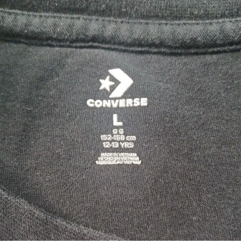Converse All Star Girls Size L Graphic Black T-shirt